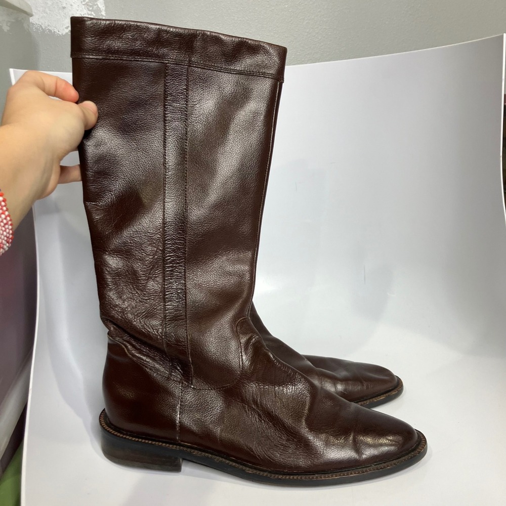 Eddie Bauer tall brown‎ leather boots women's size 10 vintage retro neutral